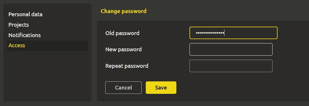 Changing the password