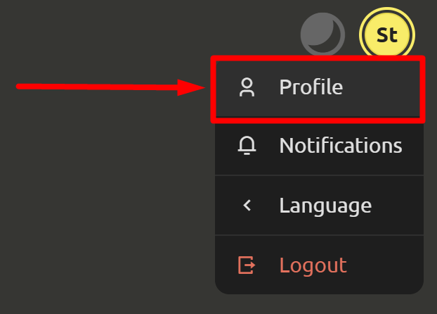 Go to profile page