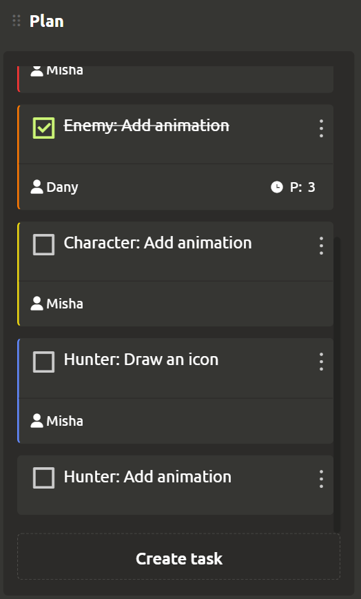 Example of kanban board design