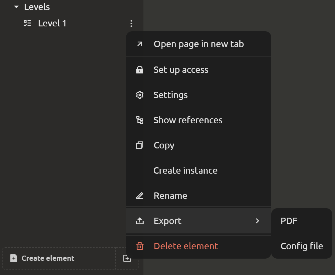 Element Menu