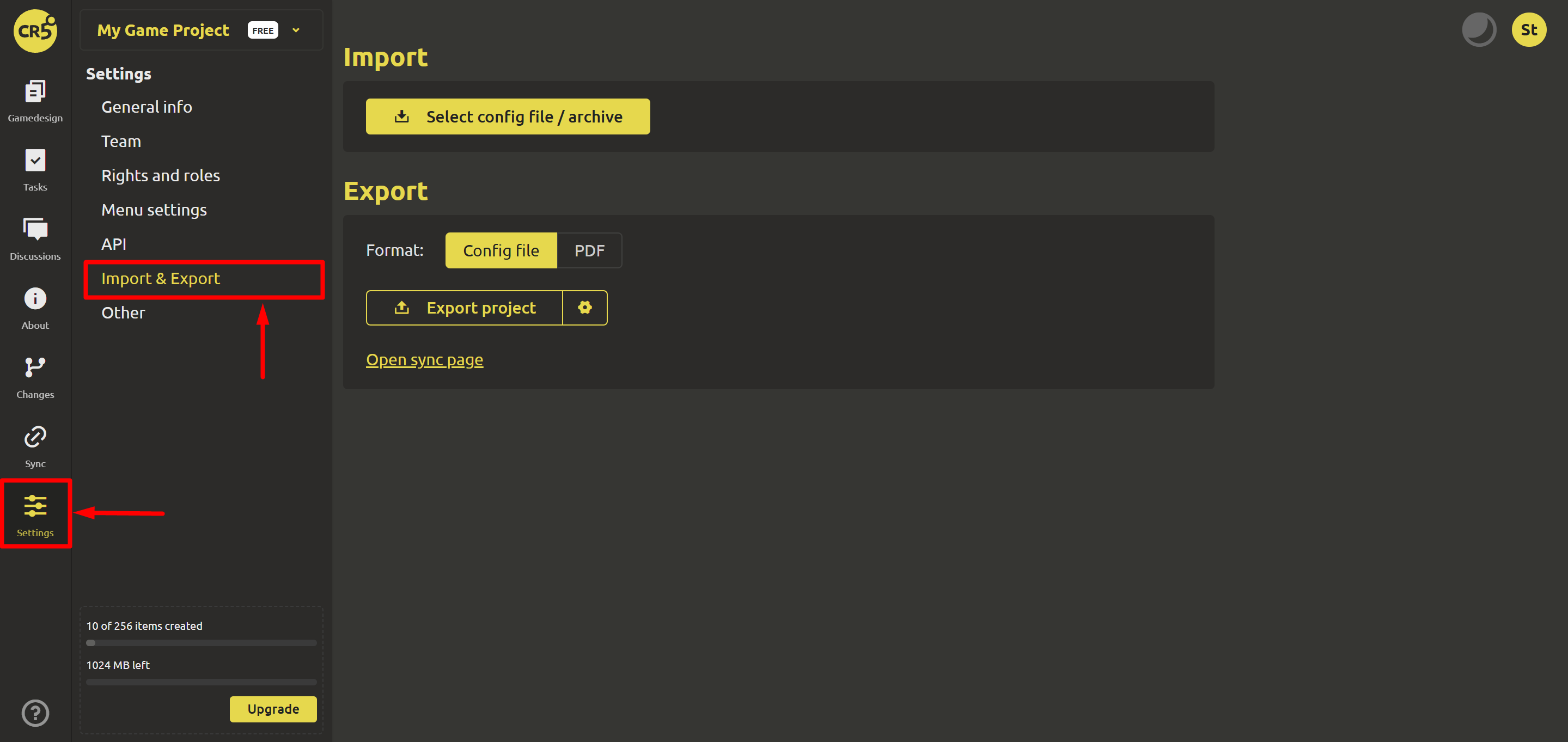 Import/Export Settings