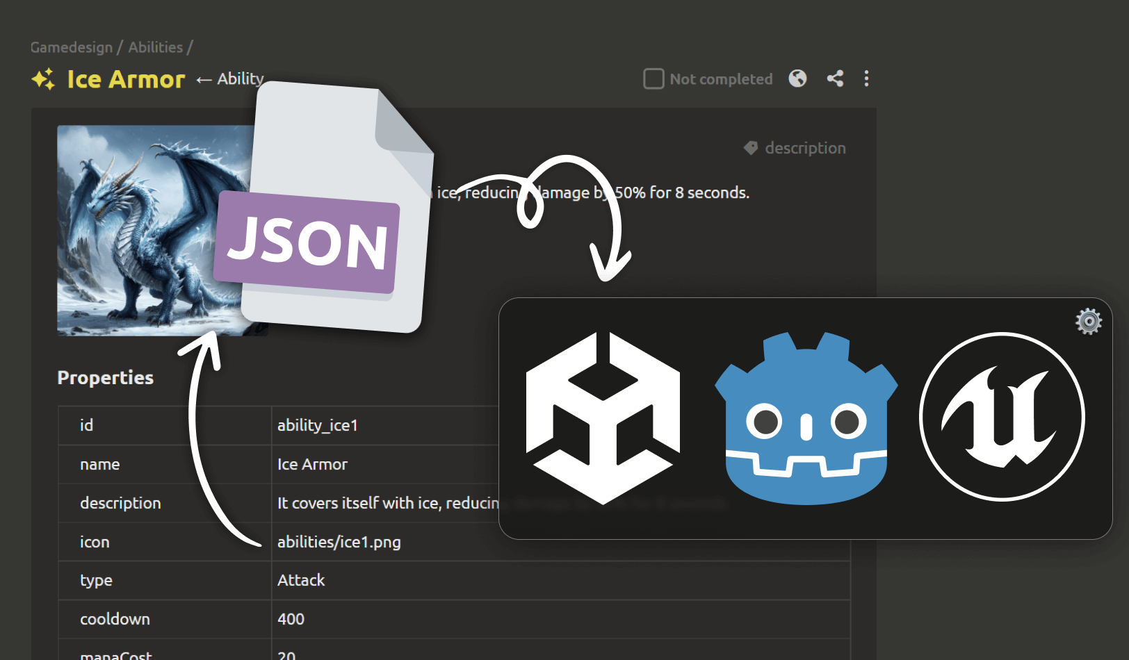 Export to Unity, Unreal Engine, Godot and other engines