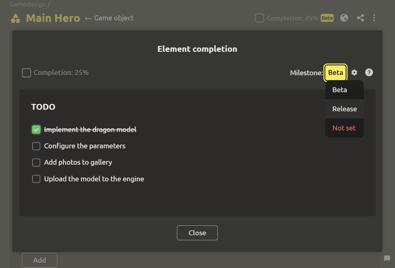 Detailed Progress Panel