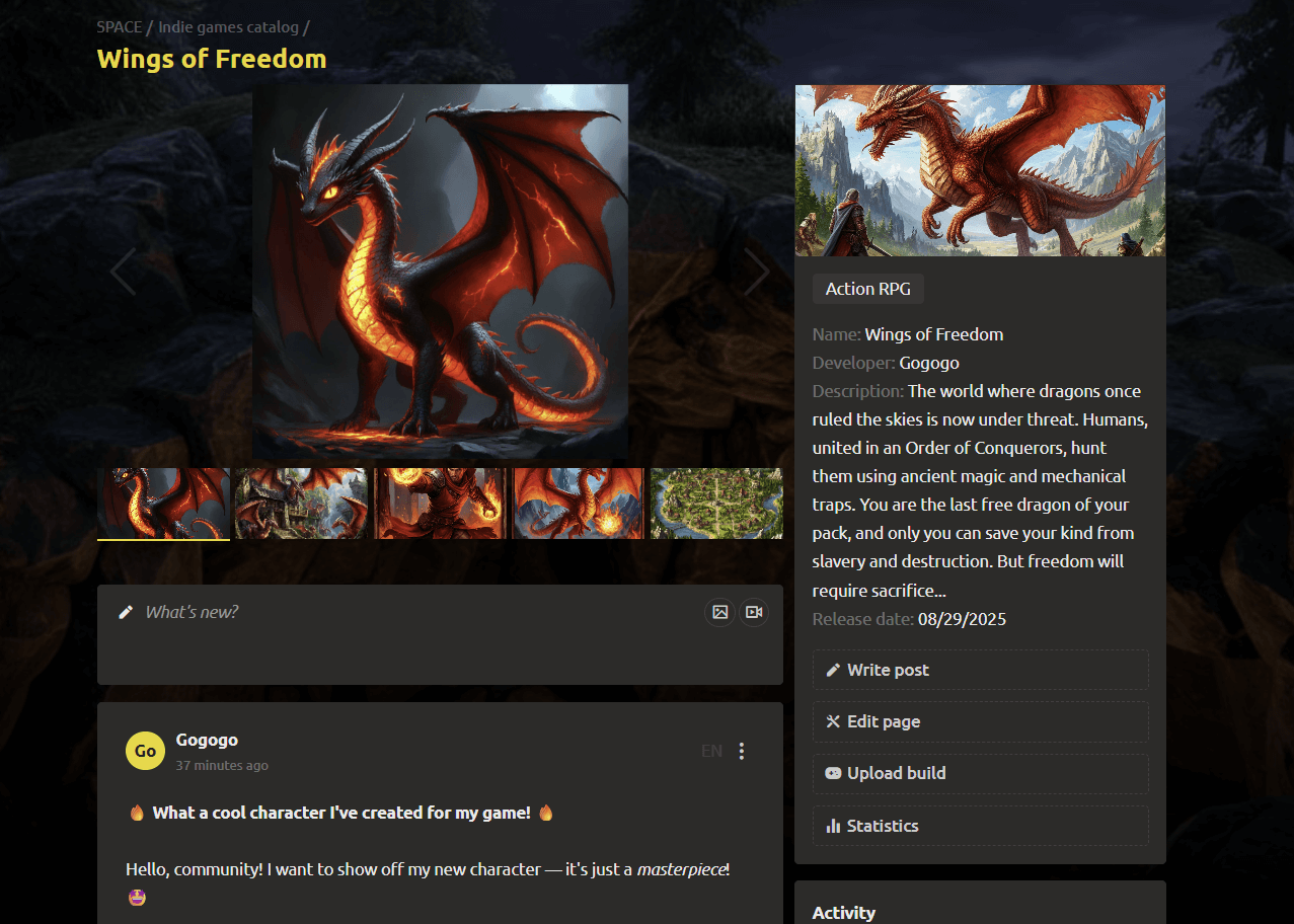 Create a public game page accessible to search engines